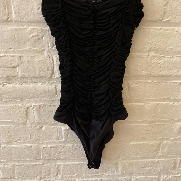 Goldsign || The Ezra Shirred Stretch-jersey Tank Bodysuit Black - Picture 4 of 8